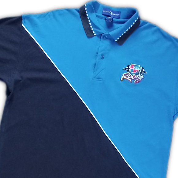 Vintage 90s CarQuest Racing Colour Block Polo Shirt Embroidered - Picture 1 of 8